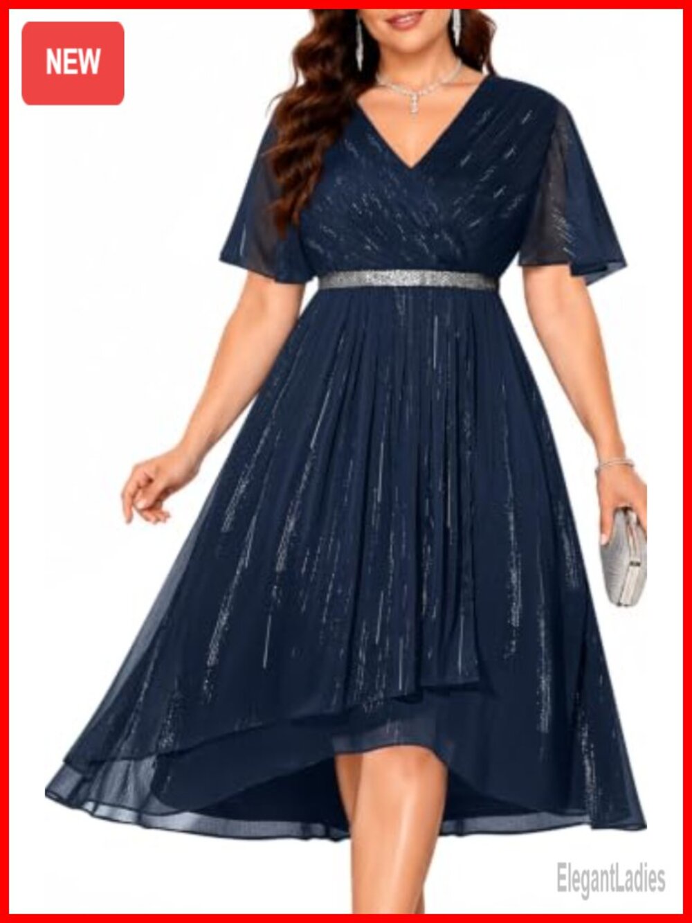 Plus Size Cocktail Dress High Low Midi Formal Wedding Guest